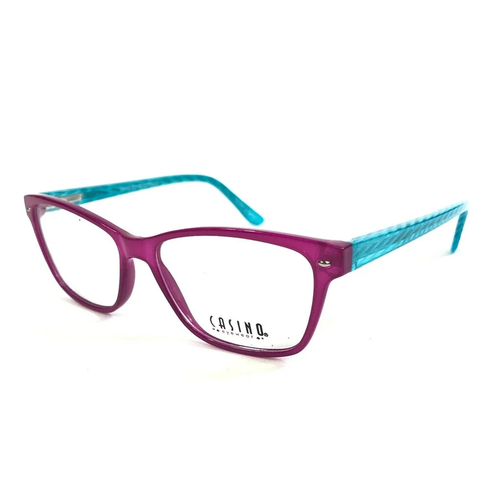 Casino Eyewear Eyeglasses Frames NAOMI PURPLE/BLUE Cat Eye Full Rim 52-14-140